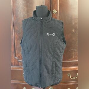 Black Quilted Vest with Embroidered Equestrian Design